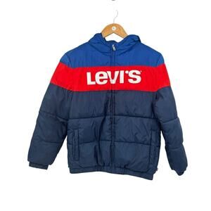 Levi's Boys Youth Kids Logo Full Zip Hooded Quilted Lined Rocket Puffer Jacket